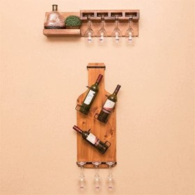 Casier à Verres à vin Suspendu-Casier à vin Casier à vin Mural en Bois Massif, Supports de Salon muraux Support à gobelets Sa