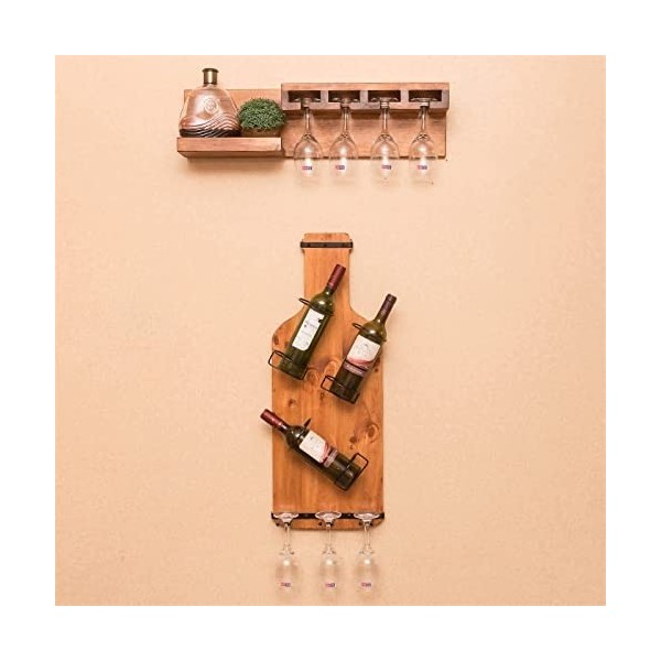 Casier à Verres à vin Suspendu-Casier à vin Casier à vin Mural en Bois Massif, Supports de Salon muraux Support à gobelets Sa