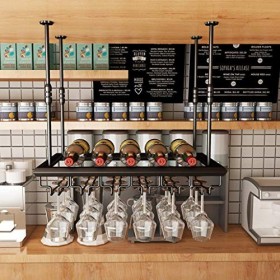 PJQUEKAIPJ Casier à vin, Bar, Restaurant, casier à Verres à vin, Support Rouge pour la Maison, étagère à vin de Type Plafond,