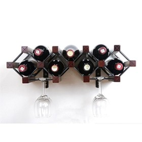 KOHARA Casier à vin Suspendu-Casier à vin Casier à vin Mural Suspendu en Bois Massif Vin Rouge Restaurant Décoration Mur Casi