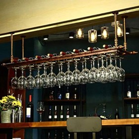 KOHARA Cadre de verre à vin en verre Casier à vin suspendu en fer forgé, hauteur et espacement réglables, support de verre à 