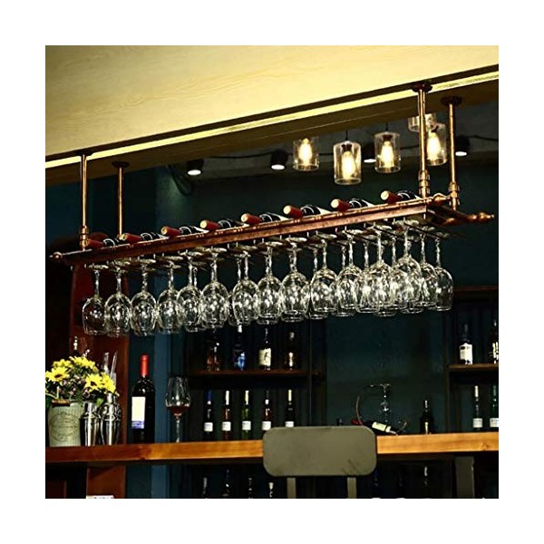 KOHARA Cadre de verre à vin en verre Casier à vin suspendu en fer forgé, hauteur et espacement réglables, support de verre à 