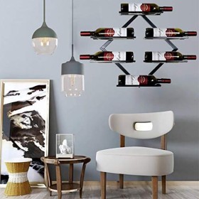KOHARA Cadre de Verre à vin en Verre Casier à vin créatif Mural en Fer, présentoir Multifonctionnel pour casier à vin, Suppor