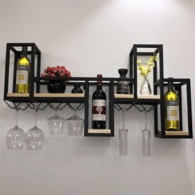 Casier à vin, Casier à vin Mural Présentoir de casier à vin en Fer et Bois