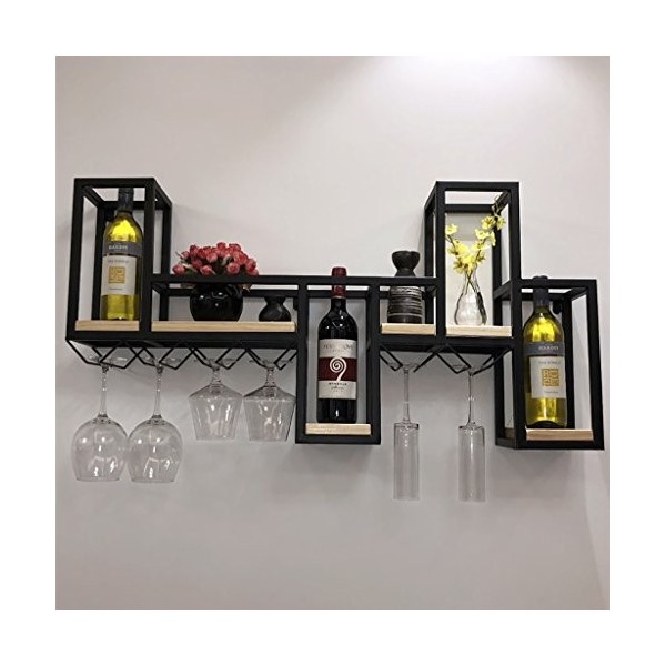 Casier à vin, Casier à vin Mural Présentoir de casier à vin en Fer et Bois