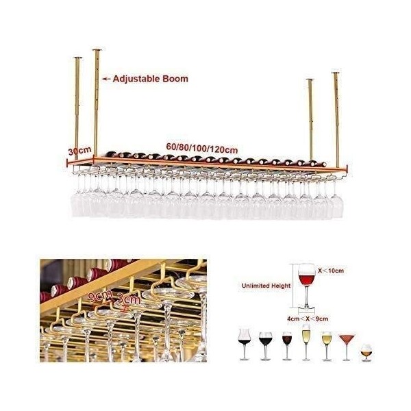 Casier à vin suspendu avec support en verre et étagère, meubles de bar et casier à vin pour les amateurs de vin, casier à ver