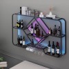 Casier À Vin Mural À LED, LED Industrial Wine Rack Wall Mounted Meuble Bar Étagères Flottantes Porte-verres À Vin Inversé Pou