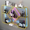 Casier À Vin Mural À LED, LED Industrial Wine Rack Wall Mounted Meuble Bar Étagères Flottantes Porte-verres À Vin Inversé Pou