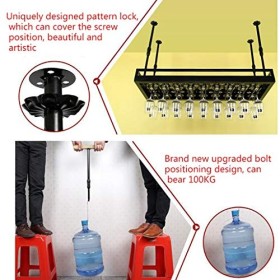 Cadre de verre à vin en verre Casier à vin suspendu en fer forgé, casier à verre à vin, support de décoration multifonctionne