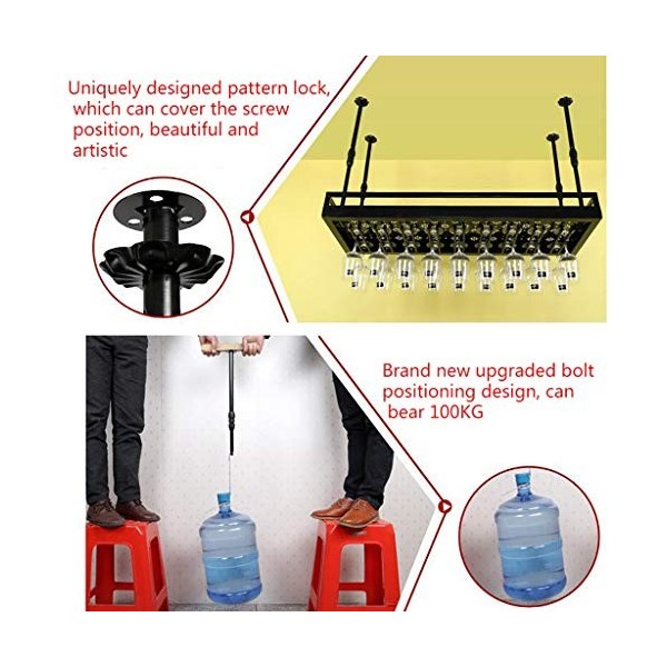 Cadre de verre à vin en verre Casier à vin suspendu en fer forgé, casier à verre à vin, support de décoration multifonctionne
