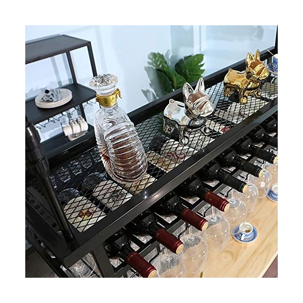 Cadre de verre à vin en verre Casier à vin en fer forgé au plafond, hauteur et espacement réglables, casier à vin multifoncti