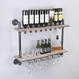 Support à verres à vin suspendu - Étagère murale pour casier à vin, casier à vin mural américain, casier à verres à vin suspe