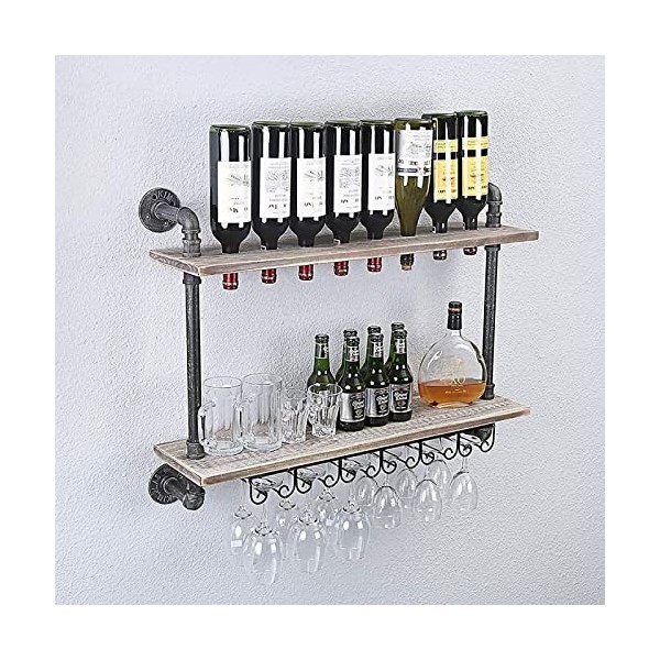 Support à verres à vin suspendu - Étagère murale pour casier à vin, casier à vin mural américain, casier à verres à vin suspe