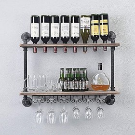 Support à verres à vin suspendu - Étagère murale pour casier à vin, casier à vin mural américain, casier à verres à vin suspe