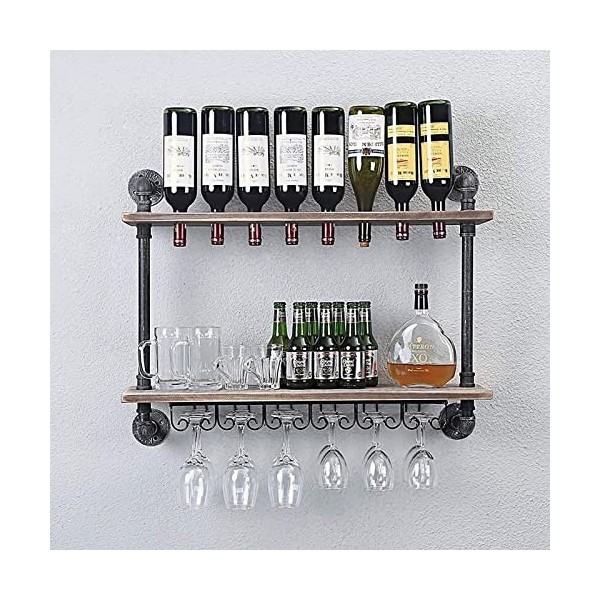 Support à verres à vin suspendu - Étagère murale pour casier à vin, casier à vin mural américain, casier à verres à vin suspe