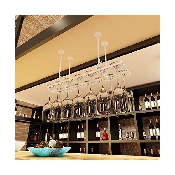 RatHozier Porte-bouteille de vin Casier à vin Suspendu Casier à verre à vin/Porte-gobelet Loft Plafond en fer forgé Casier à 