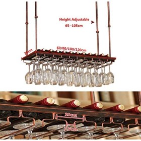 PJQUEKAIPJ Casier à vin, Bar, Restaurant, Suspendu, casier à Verres à vin, Porte-Verres à Pied Suspendu au Plafond, Porte-Bou