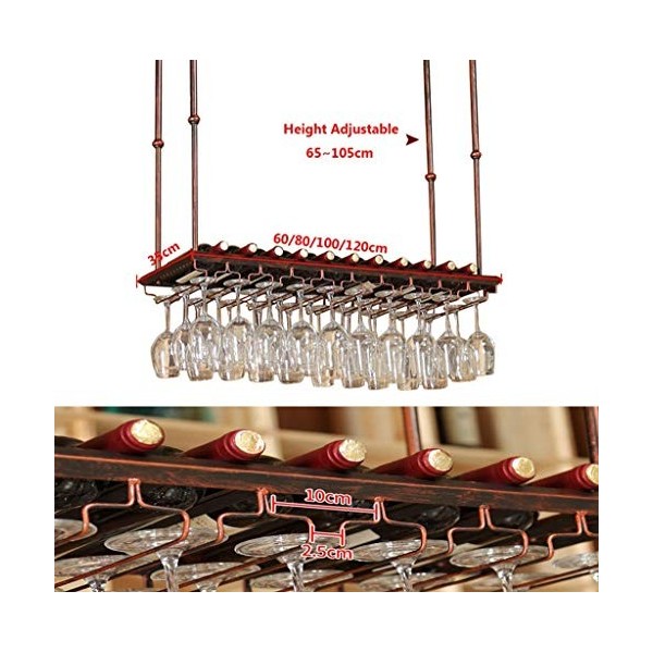 PJQUEKAIPJ Casier à vin, Bar, Restaurant, Suspendu, casier à Verres à vin, Porte-Verres à Pied Suspendu au Plafond, Porte-Bou