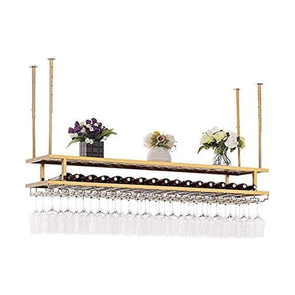 ELzEy Porte-Bouteille Étagère À Vin Casier À Vin En Or Local Suspendu Casier À Verre À Vin Rouge À LEnvers Home Bar Casier À