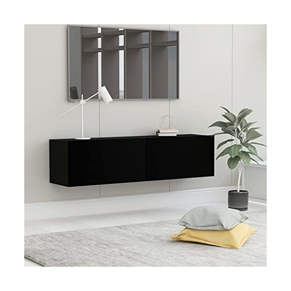 VEEKI Meuble TV, Meuble TV Suspendu, Meuble TV Blanc, Meuble TV Industriel, Meubles de Salon, Salon, Chambre, Cadre en Acier,