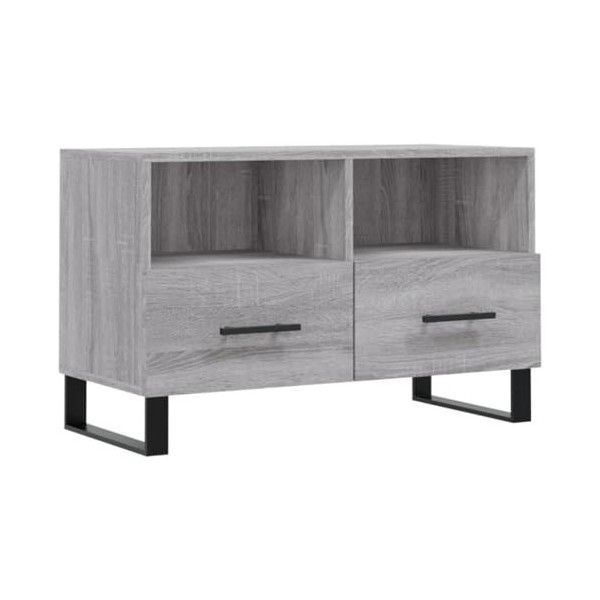 Meuble TV Sonoma Gris 80x36x50 cm Bois dingénierie - Table TV Support de Télévision en Bois pour Salon Chambre Salle à Mange