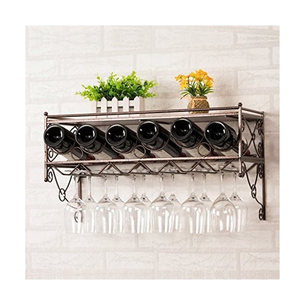 KOHARA Cadre de verre à vin en verre casier à vin fer art support mural Style rétro casier à verre à vin bar café casier à vi