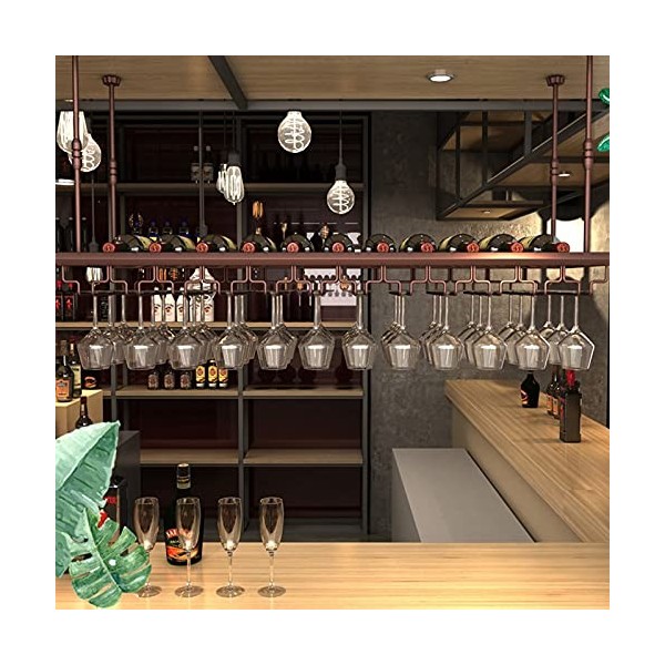 Casier à vin de comptoir de Bar en Fer forgé, Support de Verre à vin à lenvers, Armoire à vin Suspendue, étagère de Rangemen