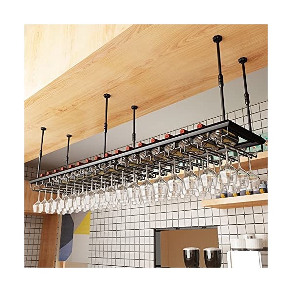 Casier à vin de comptoir de Bar en Fer forgé, Support de Verre à vin à lenvers, Armoire à vin Suspendue, étagère de Rangemen