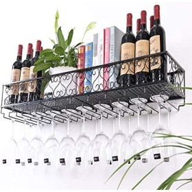 Casier à vin Mural à Pieds Hauts, casier à vin à lenvers, casier à vin Suspendu, Rangement de décorations 60 x 25 cm A 