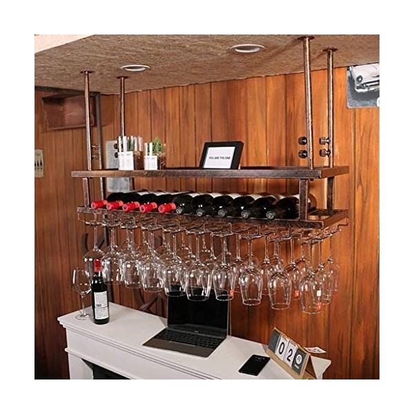 Casier à vin Casier à vin Tenture Murale avec Bouteille et Support de Verre à vin Rouge Support de Verre à vin Suspendu en mé