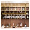KARFRI Casier à vin suspendu avec support en verre et étagère, casier à vin mural doré, casier à bouteilles de rangement au p