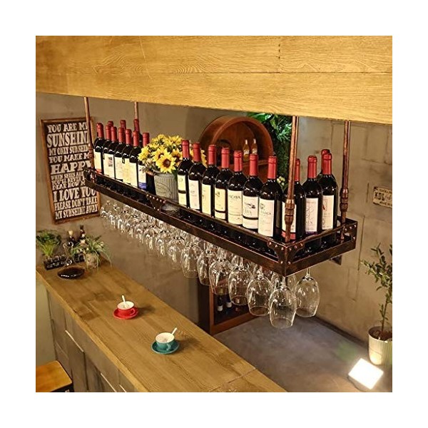 Casier à Vin Casier à Vin Suspendu Porte-gobelet à Vin Rouge Suspendu à lenvers Home Bar Casier à vin Plafond Porte-Vin Stoc
