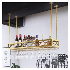 EVXOIJMS Casier à vin Suspendu avec Support en Verre et étagère, Armoire à vin Suspendue, casier à vin en Fer forgé, Support 