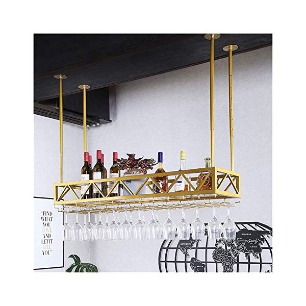 EVXOIJMS Casier à vin Suspendu avec Support en Verre et étagère, Armoire à vin Suspendue, casier à vin en Fer forgé, Support 
