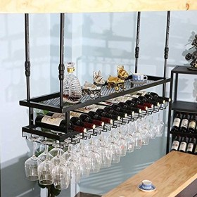 ELzEy Casier à vin Casier à vin, Bar, Restaurant, casier à Verres à vin, comptoir de Maison à lenvers, Hauteur réglable de 3