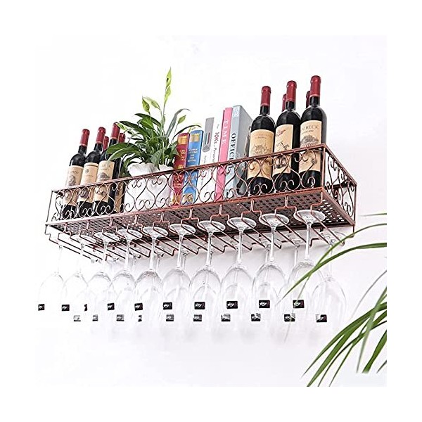 Casier à vin Casier à vin mural Support de verre à vin en métal Support de rangement multifonctionnel Étagère murale à la mai