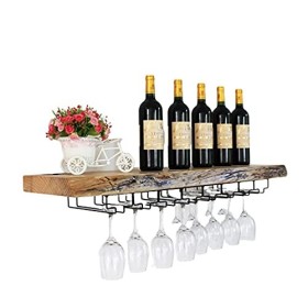 Casier À Vin Casier À Vin Mural Étagère Murale en Bois Massif Porte-Bouteille De Vin Supports À Verres À Vin Suspendus pour s