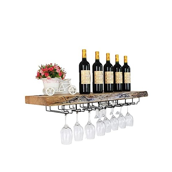 Casier À Vin Casier À Vin Mural Étagère Murale en Bois Massif Porte-Bouteille De Vin Supports À Verres À Vin Suspendus pour s