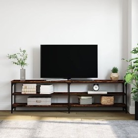 Générique Meuble TV chêne fumé 180x30x50 cm Bois dingénierie et métal,21.5 KG,826756, Meubles, Meubles TV