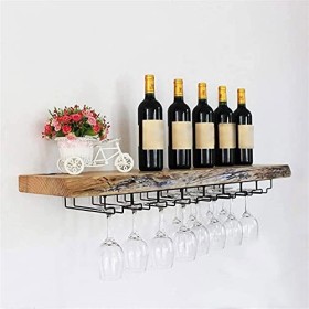 Casier À Vin Casier À Vin Mural Étagère Murale en Bois Massif Porte-Bouteille De Vin Supports À Verres À Vin Suspendus pour s