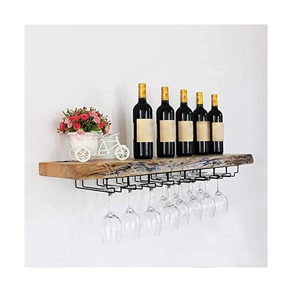 Casier À Vin Casier À Vin Mural Étagère Murale en Bois Massif Porte-Bouteille De Vin Supports À Verres À Vin Suspendus pour s