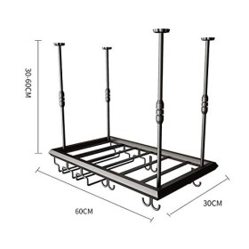 Cadre de Verre à vin en Verre Casier à vin en métal de Plafond, Hauteur et espacement réglables, casier à Verre à vin Multifo