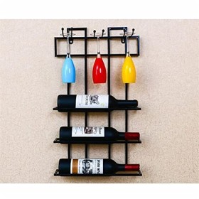 Casier à vin Casier à vin dart en Fer à 3 Niveaux Suspendu au Mur Porte-gobelet à vin à lenvers sans Oscillation pour la dé