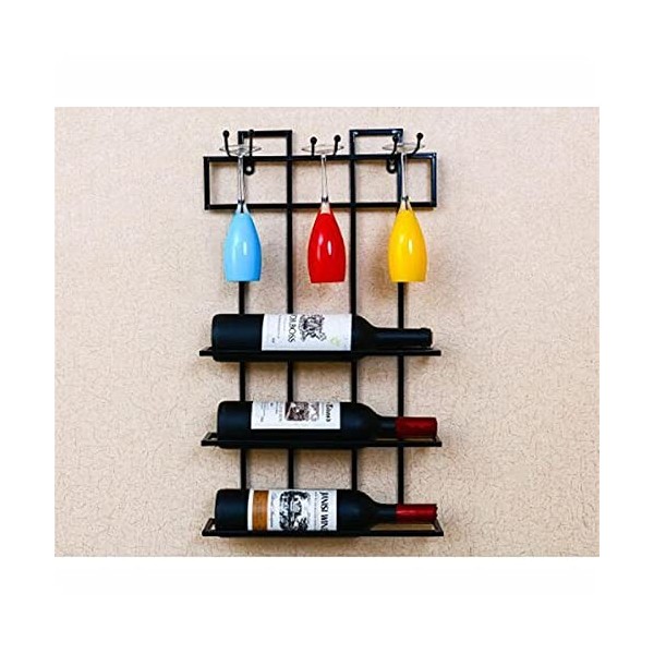 Casier à vin Casier à vin dart en Fer à 3 Niveaux Suspendu au Mur Porte-gobelet à vin à lenvers sans Oscillation pour la dé