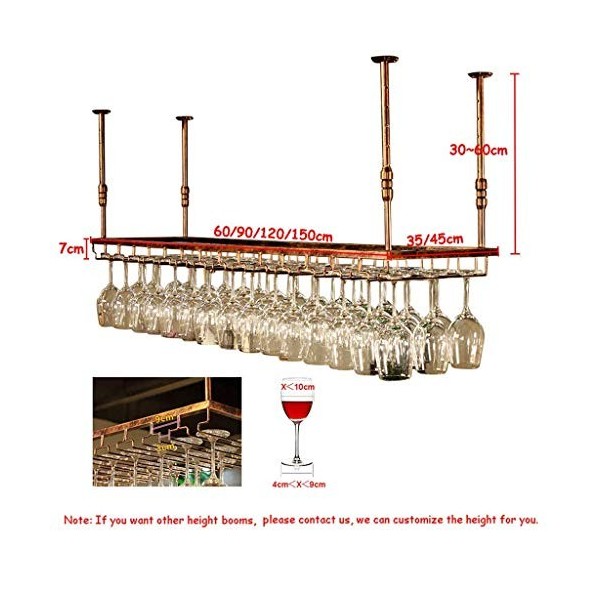 PJQUEKAIPJ Casier à vin, Mural, Bar, Restaurant, casier à Bouteilles de vin, Support de Plafond en métal et Fer pour Verres à