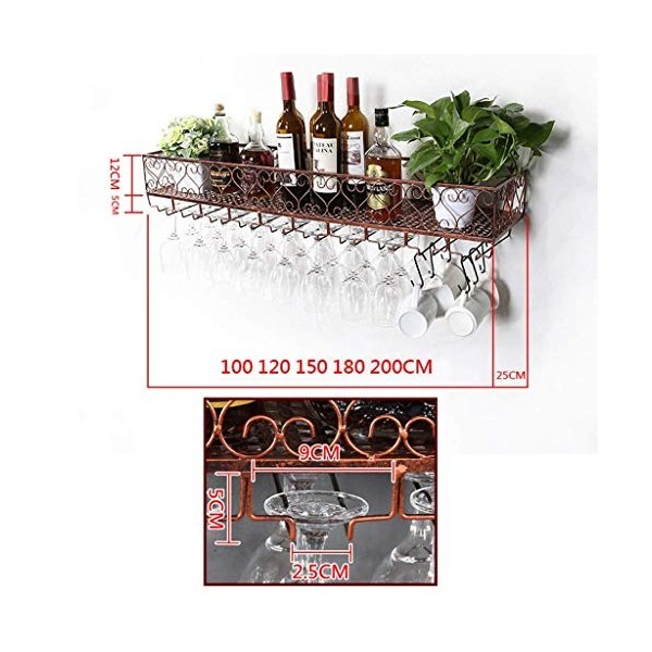 PJQUEKAIPJ Casier à vin, Mural, Bar, Restaurant, casier à Bouteilles de vin, étagère Murale en métal et Fer au Plafond, Suppo