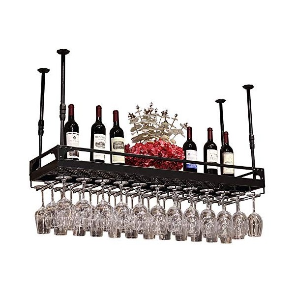 Casier à vin Suspendu en métal, Support de Verre à vin Suspendu en Fer réglable en Hauteur de 30 à 60 cm, avec casier à Boute