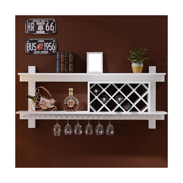 USFJATI Bois Massif Casier À Vin Mural Porte Bouteille Muraux Industriels Présentoir Multifonctionnel De Stockage for Bars, C