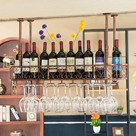 ZERAPH Casier à vin autoportant Armoires Porte-vin Mural Casier à vin Casier à Verre à vin sur Pied Porte-gobelet Suspendu Lo