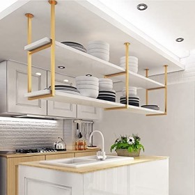 Casiers à vin autoportants Armoires Porte-bouteilles mural Casier à vin Étagère flottante suspendue au plafond à 2 niveaux Ca